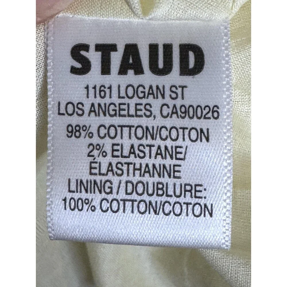 STAUD Wells Dress 6 Blue White Geometric Scoop Neck Fit Flare Midi Sundress - Picture 9 of 9